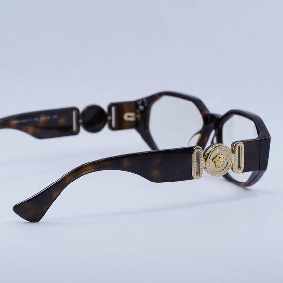 Versace VE3320U 108 Eyeglasses Dark Havana 56mm Geometric Frame - Picture 10 of 11